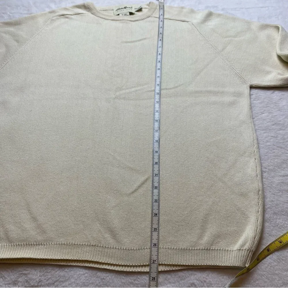 Eddie Bauer Very Pale Yellow Long Sleeve Crew Neck Knit Sweater Size Large - Picture 10 of 11